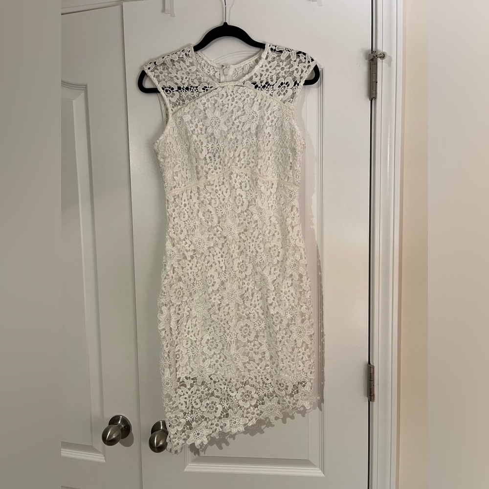 White Floral Lace Mini Dress